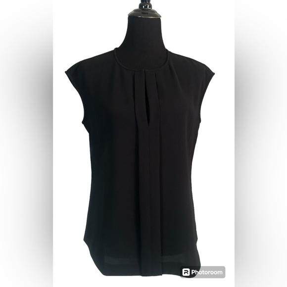 J.CREW Black Split V-neck Top Size 8 - Picture 1 of 6